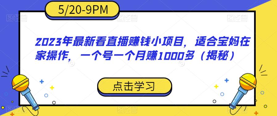 2023年最新看直播赚钱小项目，适合宝妈在家操作，一个号一个月赚1000多（揭秘）-赛德副业库