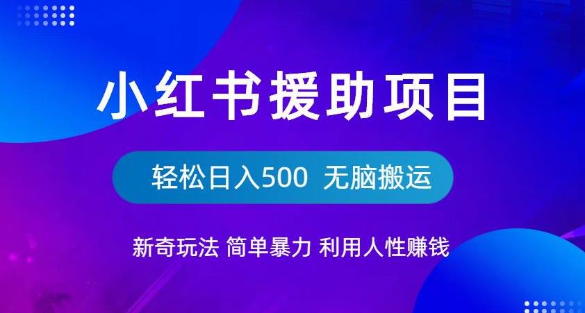 小红书援助项目新奇玩法,简单暴力,无脑搬运轻松日入500【揭秘】-赛德副业库