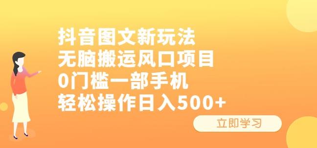 抖音图文新玩法，无脑搬运风口项目，0门槛一部手机轻松操作日入500+【揭秘】-赛德副业库