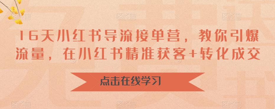 16天小红书导流接单营，教你引爆流量，在小红书精准获客+转化成交-赛德副业库