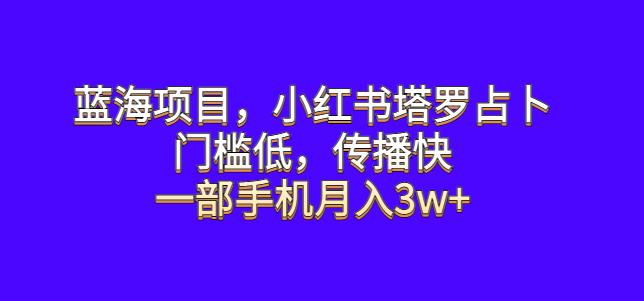 蓝海项目，小红书塔罗占卜，门槛低，传播快，一部手机月入3w+【揭秘】-赛德副业库