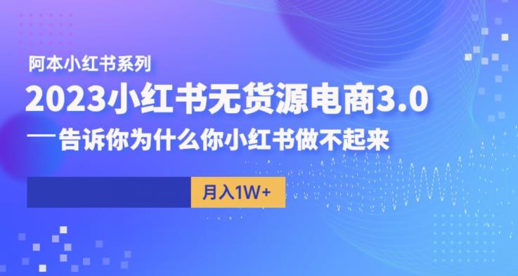 阿本小红书无货源电商3.0，告诉你为什么你小红书做不起来-赛德副业库