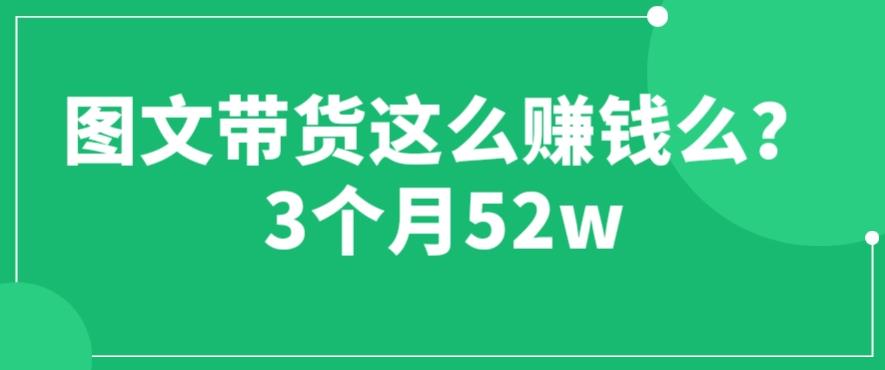 图文带货这么赚钱么? 3个月52W 图文带货运营加强课【揭秘】-赛德副业库