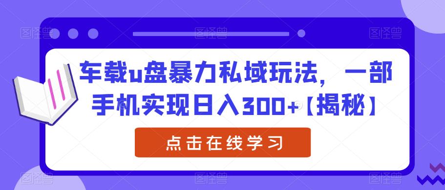 车载u盘暴力私域玩法，一部手机实现日入300+【揭秘】-赛德副业库
