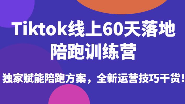 Tiktok线上60天落地陪跑训练营，独家赋能陪跑方案，全新运营技巧干货-赛德副业库
