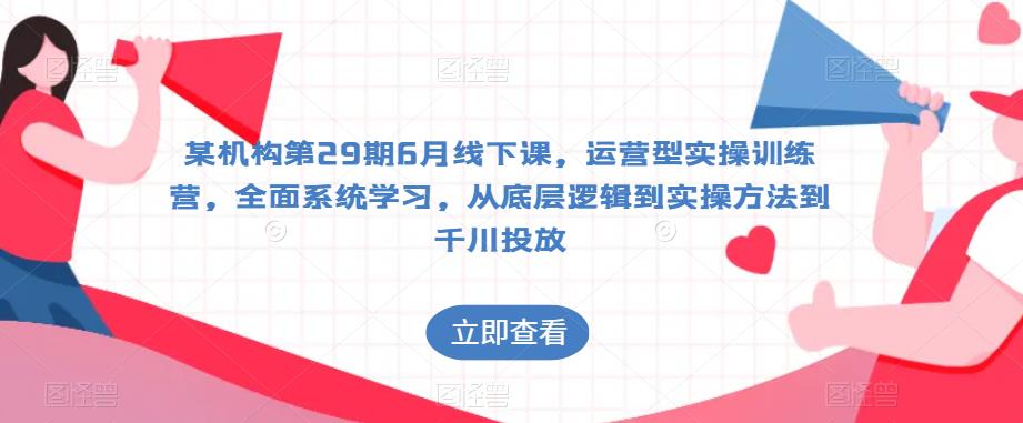 某机构第29期6月线下课，运营型实操训练营，全面系统学习，从底层逻辑到实操方法到千川投放-赛德副业库