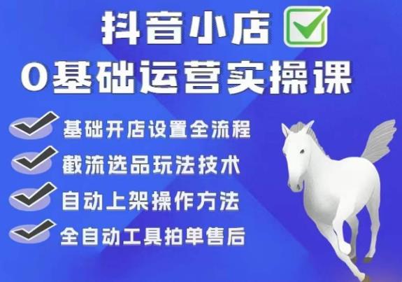 白马电商·0基础抖店运营实操课,基础开店设置全流程,截流选品玩法技术-赛德副业库