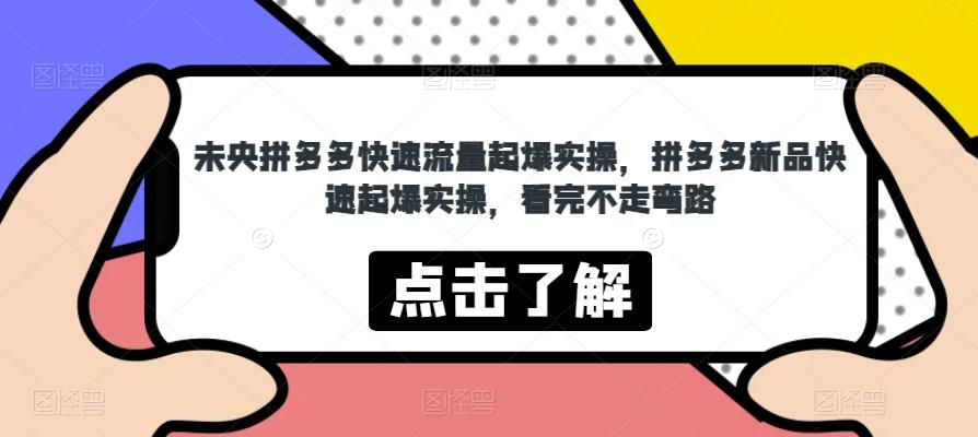 未央拼多多快速流量起爆实操，拼多多新品快速起爆实操，看完不走弯路-赛德副业库