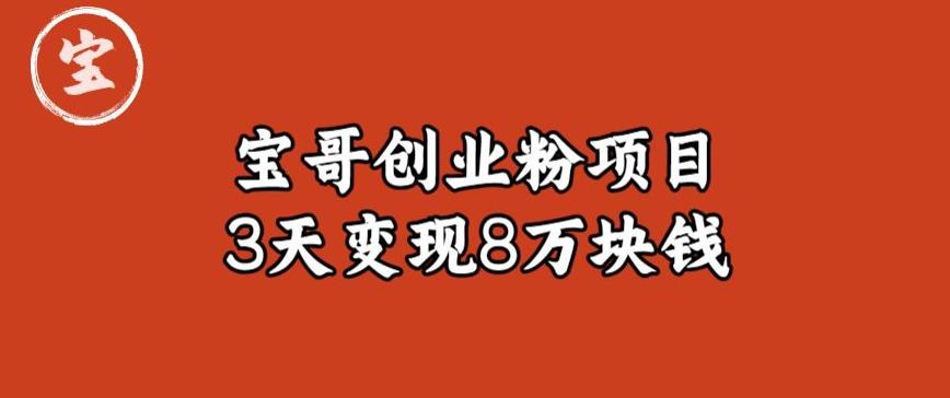 宝哥IP图文创业粉引流项目实战分享：单个账号3天涨粉1万，变现8万块钱（图文教程）【揭秘】-赛德副业库