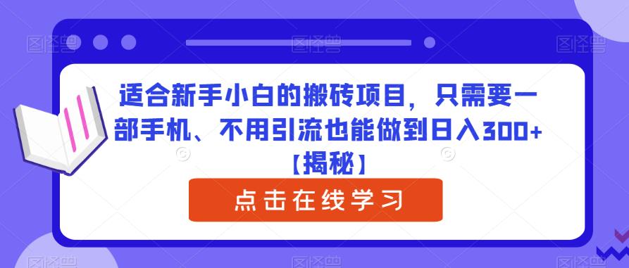 适合新手小白的搬砖项目，只需要一部手机、不用引流也能做到日入300+【揭秘】-赛德副业库