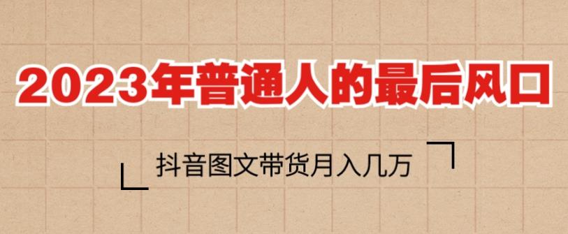 2023年普通人的最后风口,抖音图文带货月入几万,只需一部手机即可操作-赛德副业库