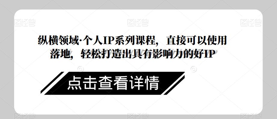 纵横领域·个人IP系列课程，直接可以使用落地，轻松打造出具有影响力的好IP-赛德副业库
