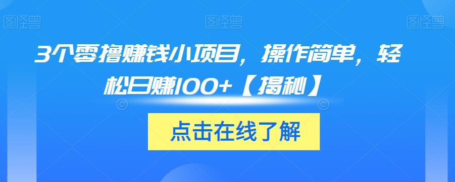 3个零撸赚钱小项目，操作简单，轻松日赚100+【揭秘】-赛德副业库