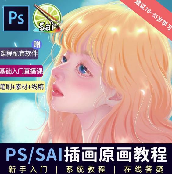 价值1288的原画插画教程零基础CG漫画SAI线稿笔刷手绘画数位板绘视频课程-赛德副业库