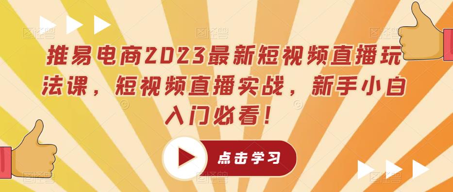 推易电商2023最新短视频直播玩法课，短视频直播实战，新手小白入门必看！-赛德副业库
