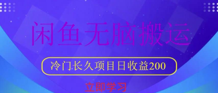 闲鱼无脑搬运，冷门长久项目，日收益200【揭秘】-赛德副业库