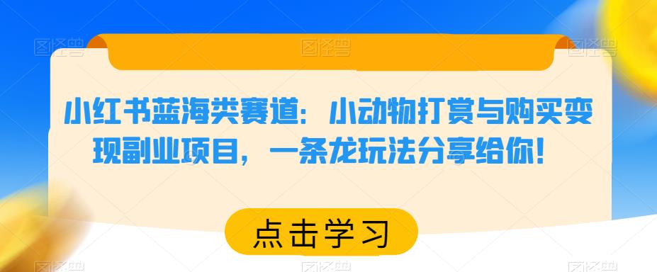 小红书蓝海类赛道：小动物打赏与购买变现副业项目，一条龙玩法分享给你！-赛德副业库