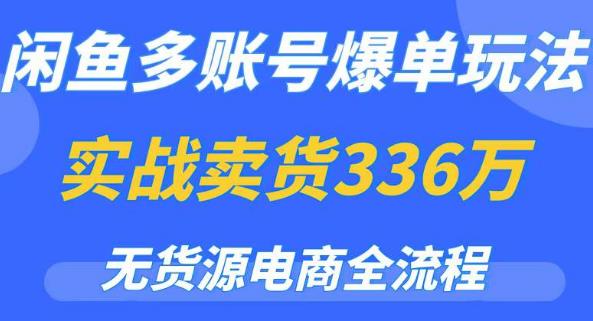 闲鱼多账号爆单玩法，无货源电商全流程，超简单的0门槛变现项目【揭秘】-赛德副业库