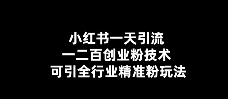 小红书一天引流一二百创业粉技术，可引全行业精准粉玩法【仅揭秘】-赛德副业库