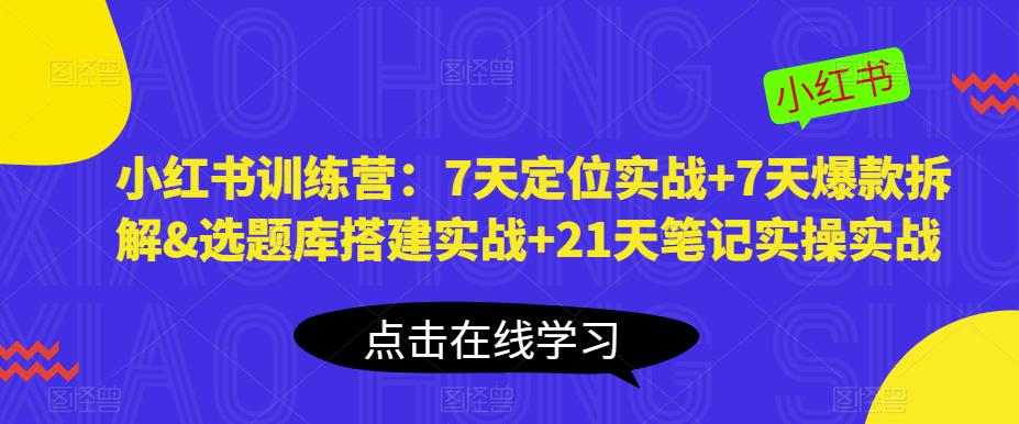 小红书训练营:7天定位实战+7天爆款拆解&选题库搭建实战+21天笔记实操实战-赛德副业库