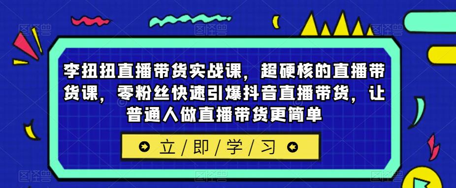 李扭扭直播带货实战课，超硬核的直播带货课，零粉丝快速引爆抖音直播带货，让普通人做直播带货更简单-赛德副业库