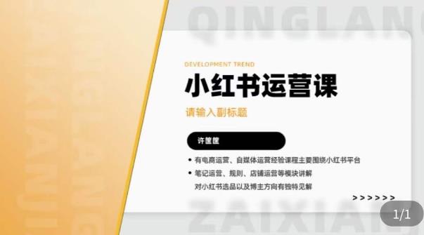 许筐筺·小红书运营课，​笔记运营、规则、店铺运营等模块讲解，学会自己独立运营小红书账号-赛德副业库