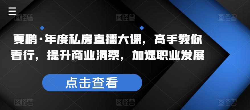夏鹏·年度私房直播大课，高手教你看行，提升商业洞察，加速职业发展-赛德副业库