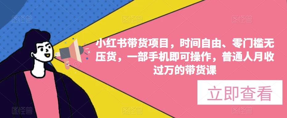 小红书带货项目，时间自由、零门槛无压货，一部手机即可操作，普通人月收过万的带货课-赛德副业库