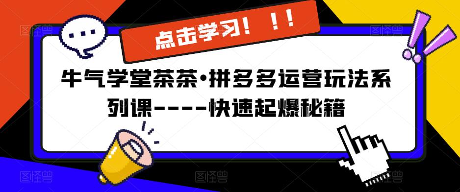 牛气学堂茶茶•拼多多运营玩法系列课—-快速起爆秘籍-赛德副业库