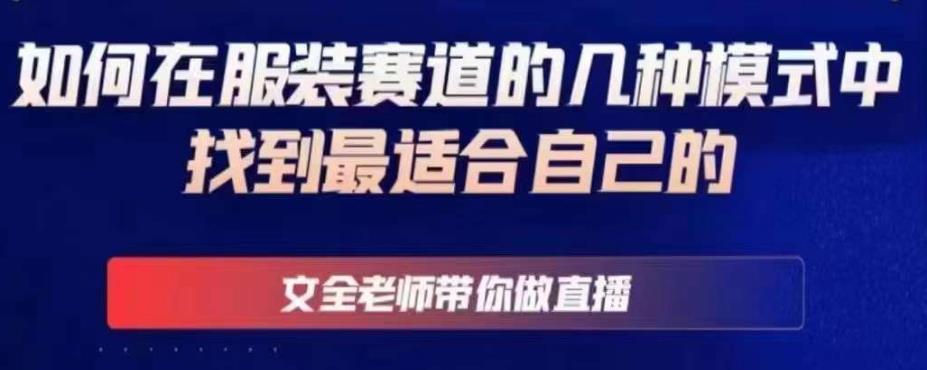 文全老师带你做直播线上课,如何在服装赛道的几种模式中找到最适合自己的-赛德副业库