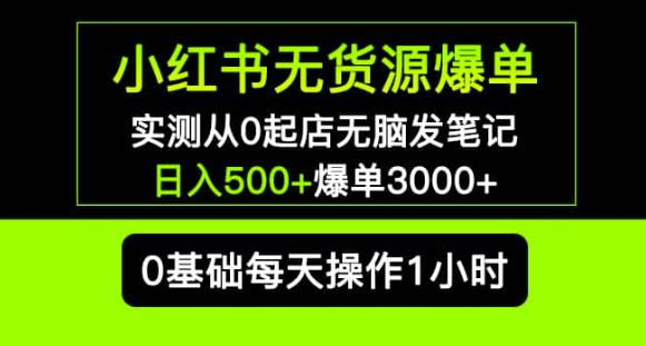 小红书无货源爆单实测从0起店无脑发笔记爆单3000+长期项目可多店-赛德副业库