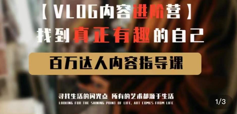 vlog内容进阶营，找到真正有趣的自己，百万达人内容指导课-赛德副业库
