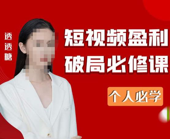 2023最新透透糖短视频盈利破局必修课——个人必学-赛德副业库