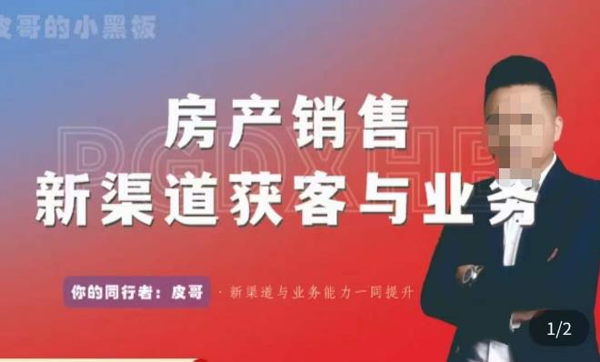 皮哥·房产销售新渠道获客与业务，​打造新时代房产经纪达人，助力行业新人成长为业内精英-赛德副业库