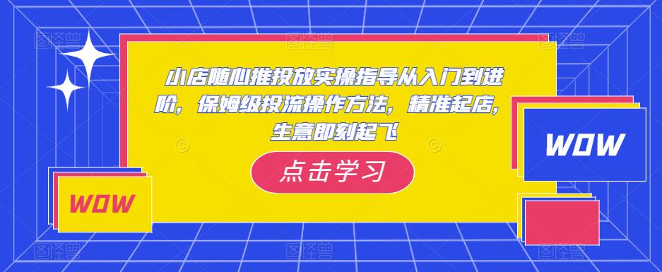 小店随心推投放实操指导从入门到进阶，保姆级投流操作方法，精准起店，生意即刻起飞-赛德副业库