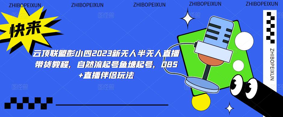 云顶联盟彭小四2023新无人半无人直播带货教程，自然流起号鱼塘起号，OBS+直播伴侣玩法-赛德副业库