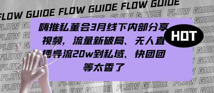 嗨推私董会3月线下内部分享视频，流量新破局、无人直播导流20w到私域、快团团等太香了-赛德副业库
