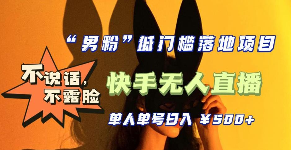 【全新升级】零基础单人单号单晚500+，不说话，不露脸，4月最新超皮实快手无人直播-赛德副业库