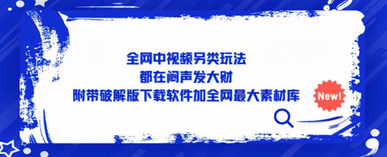 全网中视频另类玩法,都在闷声发大财,附带破解版下载软件加全网最大素材库-赛德副业库