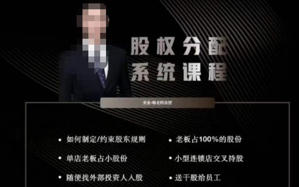 韩老师聊美业-美业股权分配系统课程，如何制定约束股东规则+老板占100%的股份+单店老板占小股份等-赛德副业库