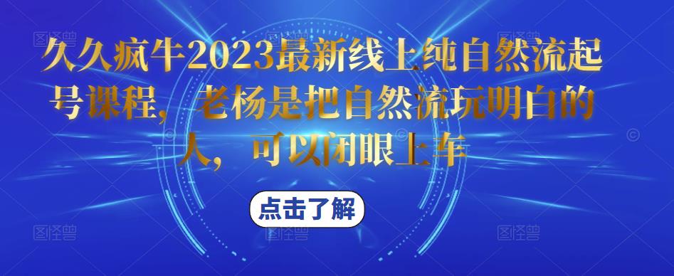 久久疯牛2023最新线上纯自然流起号课程，老杨是把自然流玩明白的人，可以闭眼上车-赛德副业库