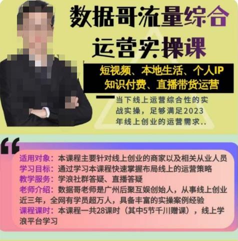 数据哥流量综合运营实操课：短视频、本地生活、个人IP知识付费、直播带货运营-赛德副业库
