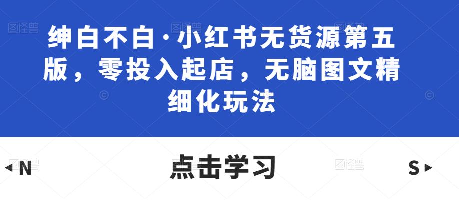 绅白不白·小红书无货源第五版，零投入起店，无脑图文精细化玩法-赛德副业库