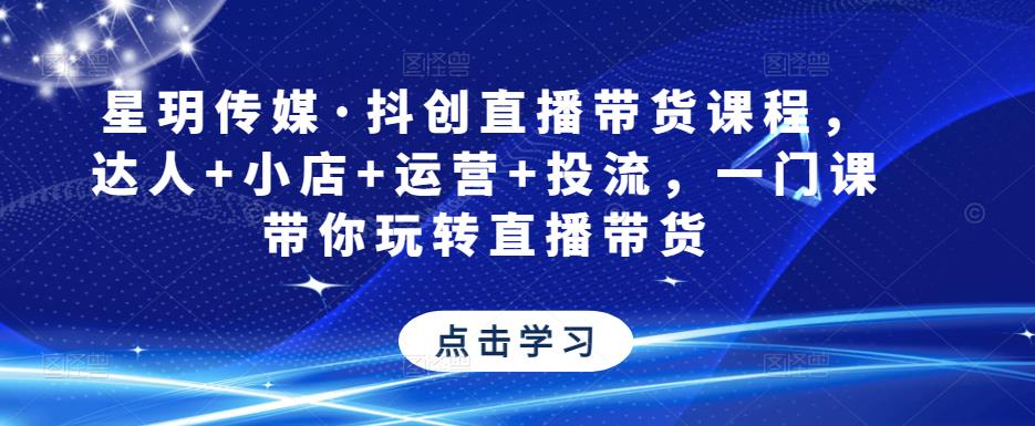 星玥传媒·抖创直播带货课程，达人+小店+运营+投流，一门课带你玩转直播带货-赛德副业库