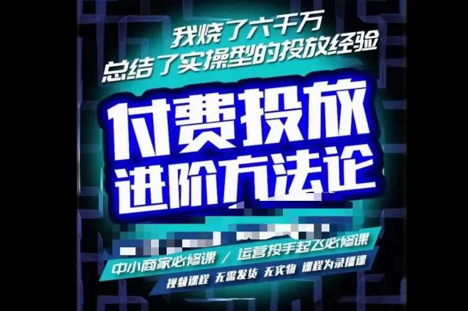 苏酒儿·抖音付费投放进阶课程，烧了六千万总结了实操型投放经验，运营投手起飞必修课-赛德副业库