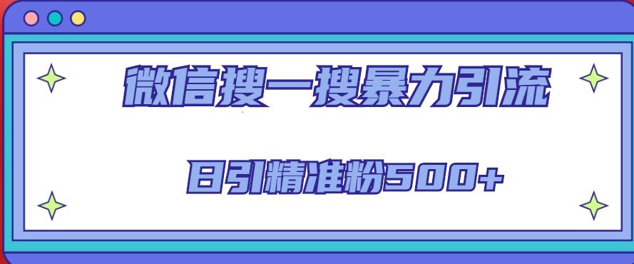 微信搜一搜引流全系列课程,日引精准粉500+(8节课)-赛德副业库