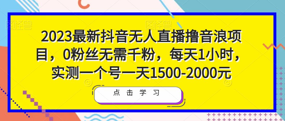 2023最新抖音无人直播撸音浪项目，0粉丝无需千粉，每天1小时，实测一个号一天1500-2000元-赛德副业库