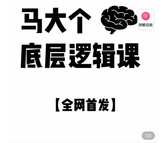 马大个·底层逻辑课，51节底层逻辑智慧课-价值1980元-赛德副业库