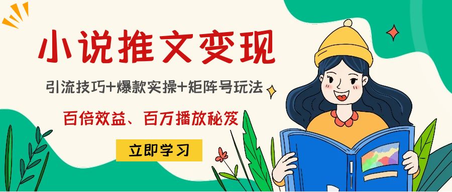 小说推文训练营：引流技巧+爆款实操+矩阵号玩法，百倍效益、百万播放秘笈-赛德副业库