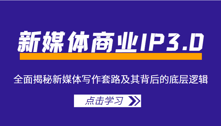 新媒体商业IP3.0，全面揭秘新媒体写作套路及其背后的底层逻辑（价值1299元）-赛德副业库